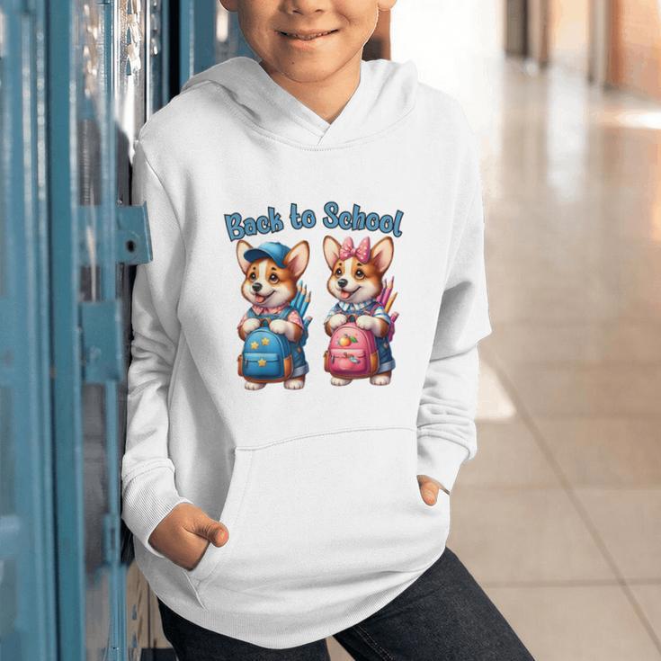 Corgi Dog Student To School Happy Back To School Graphic Youth Hoodie