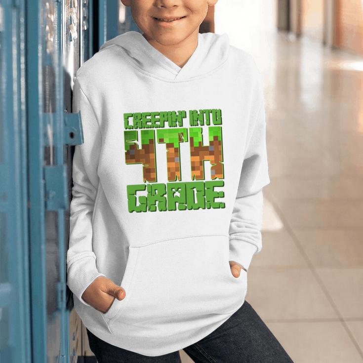 Creepin’ Into 4th Grade Kids Boy Gamer Pixel Back To School Performance Graphic Youth Hoodie