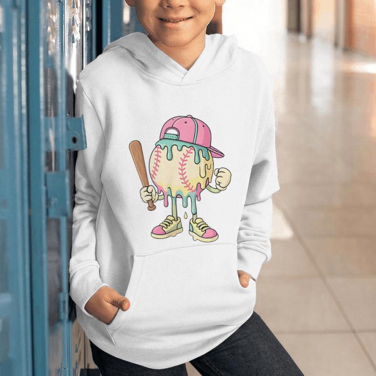 Cute Baseball Ice Cream Drip For Girls & Boys 2 Sides Graphic Youth Hoodie Cute Baseball Ice Cream Drip For Girls & Boys 2 Sides Graphic Youth Hoodie