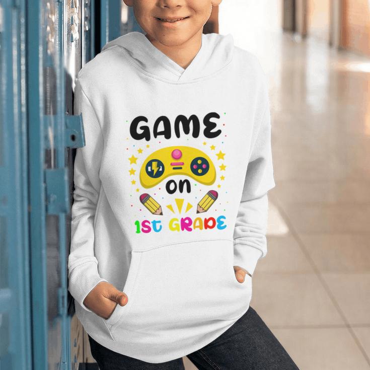 Game On 1st Grade Cute Video Gamer Back To School 2026 Kids Graphic Youth Hoodie Game On 1st Grade Cute Video Gamer Back To School 2026 Kids Graphic Youth Hoodie