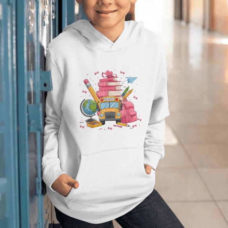 Girls Cute Pink Bows Coquette Aesthetic Back To School Graphic Youth Hoodie Girls Cute Pink Bows Coquette Aesthetic Back To School Graphic Youth Hoodie