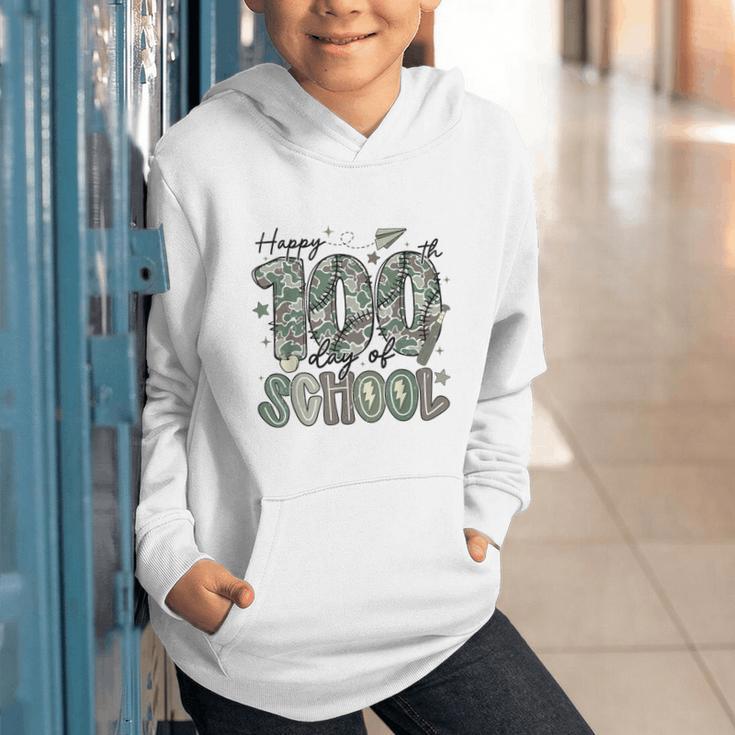 Happy 100th Day Of School Baseball Camo Boys Kids Toddler Graphic Youth Hoodie