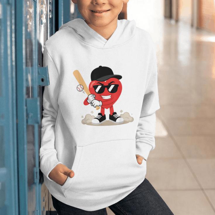 Heart Playing Baseball Valentine Baseball Graphic Youth Hoodie