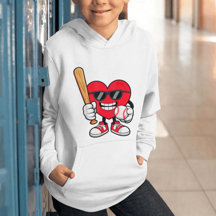 Heart Playing Baseball Valentines Day Graphic Youth Hoodie Heart Playing Baseball Valentines Day Graphic Youth Hoodie