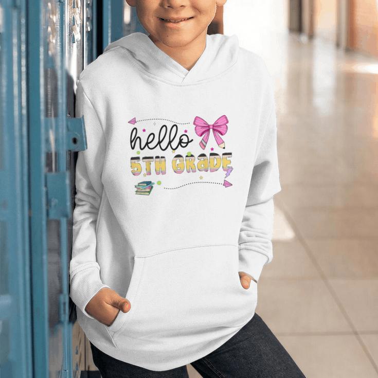 Hello 5th Grade Girls Coquette Fifth Grade Back To School Graphic Youth Hoodie Hello 5th Grade Girls Coquette Fifth Grade Back To School Graphic Youth Hoodie