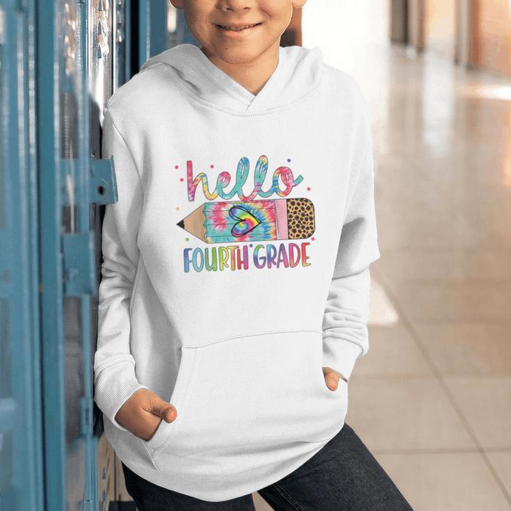 Hello Fourth Grade Tie Dye Pencil Back To School 4th Grade Graphic Youth Hoodie
