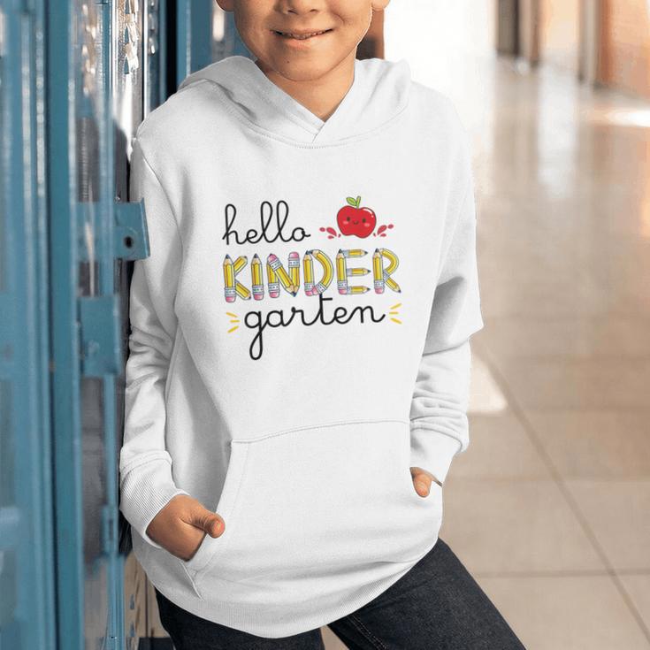 Hello Kindergarten Back To School Cute First Day Kids School Graphic Youth Hoodie Hello Kindergarten Back To School Cute First Day Kids School Graphic Youth Hoodie