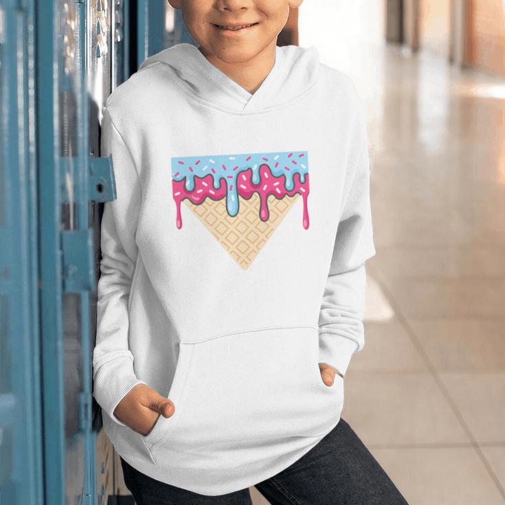 Ice Cream Baseball Cone Dripping Sprinkles Kids Boys Summer Premium Tri-Blend Graphic Youth Hoodie