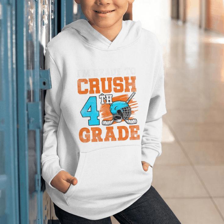 I'm Ready To Crush 4th Grade Hockey Kids Back To School Premium Tri-Blend Graphic Youth Hoodie