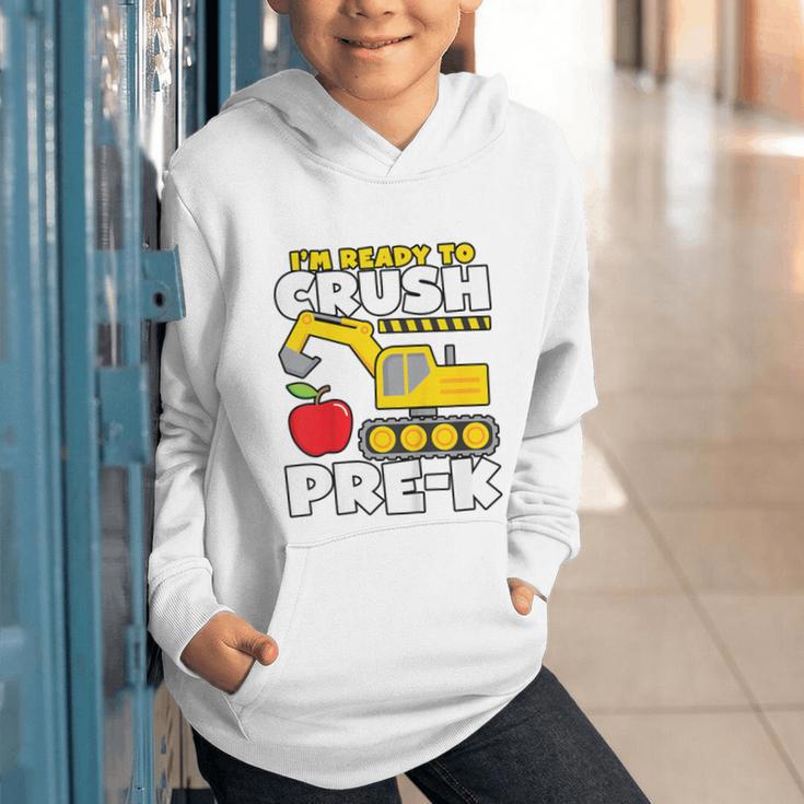 I'm Ready To Crush Pre-K Excavator Back To School Boys Graphic Youth Hoodie I'm Ready To Crush Pre-K Excavator Back To School Boys Graphic Youth Hoodie