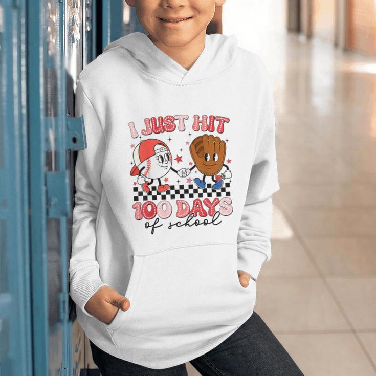 I Just Hit 100 Days Of School Baseball Boy Girl Teacher Graphic Youth Hoodie