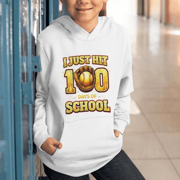 I Just Hit 100 Days Of School Baseball Boys Kids 100th Day Graphic Youth Hoodie