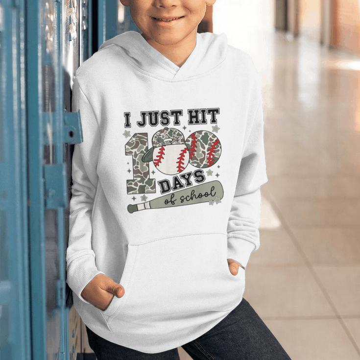 I Just Hit 100 Days Of School Camo Baseball 100 Days Smarter Graphic Youth Hoodie I Just Hit 100 Days Of School Camo Baseball 100 Days Smarter Graphic Youth Hoodie