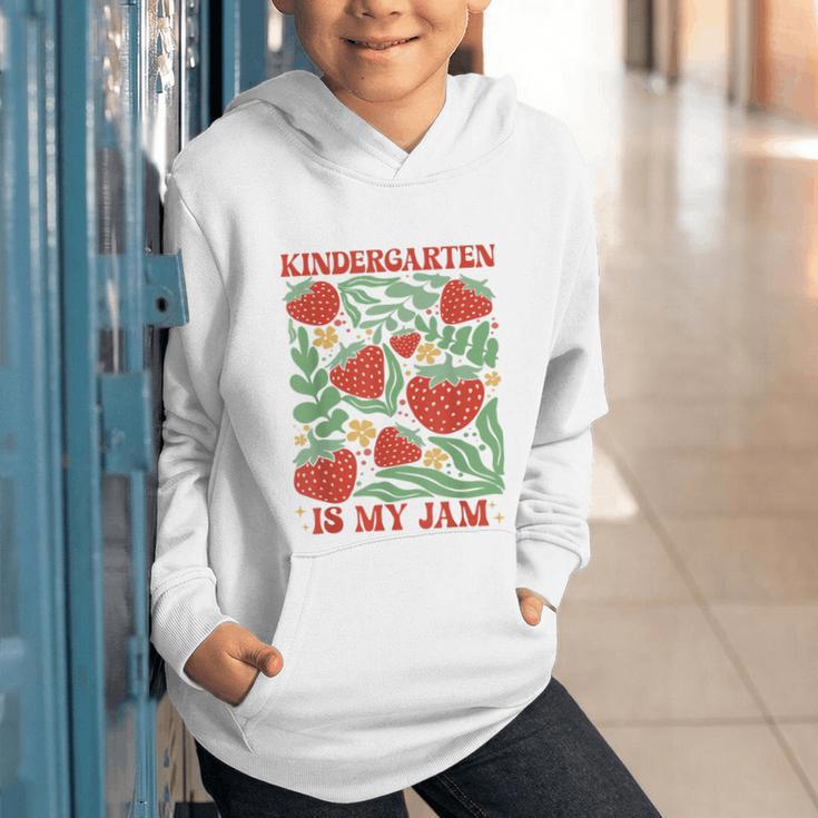 Kindergarten Is My Jam Boho Floral Strawberry Back To School Graphic Youth Hoodie Kindergarten Is My Jam Boho Floral Strawberry Back To School Graphic Youth Hoodie