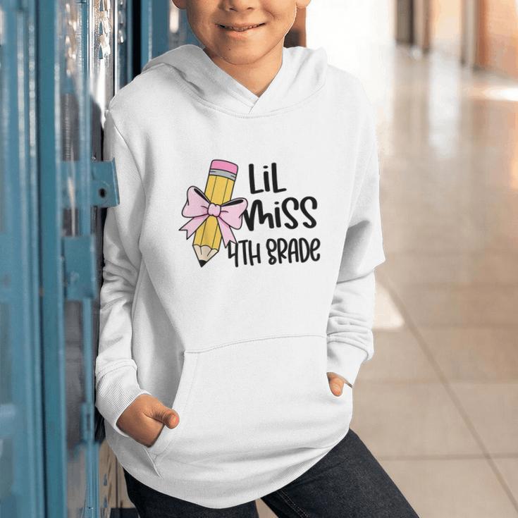 Lil Miss 4th Grade Coquette Bow Pencil Back To School Girls Graphic Youth Hoodie Lil Miss 4th Grade Coquette Bow Pencil Back To School Girls Graphic Youth Hoodie