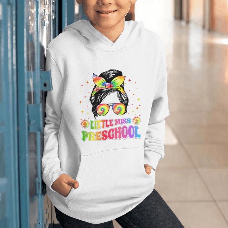 Little Miss Preschool Messy Bun Tie Dye Back To School Girls Graphic Youth Hoodie Little Miss Preschool Messy Bun Tie Dye Back To School Girls Graphic Youth Hoodie