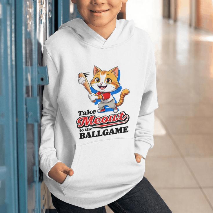 Take Meowt To The Ball Game Tee Slugger Cat Baseball Graphic Youth Hoodie