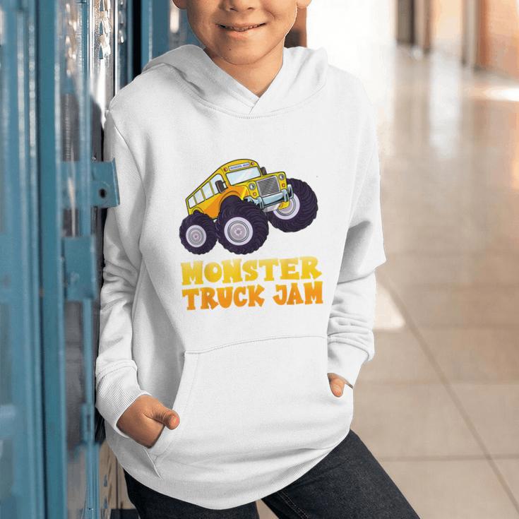 Monster Truck Jam School Bus Yellow Back To School Toddlers Graphic Youth Hoodie Monster Truck Jam School Bus Yellow Back To School Toddlers Graphic Youth Hoodie