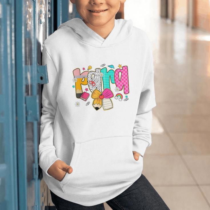 Para Paraprofessional Coquette First Day Back To School Graphic Youth Hoodie Para Paraprofessional Coquette First Day Back To School Graphic Youth Hoodie