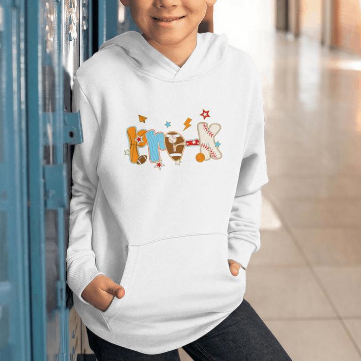Pre K Preschool Football Basketball Baseball Back To School Graphic Youth Hoodie Pre K Preschool Football Basketball Baseball Back To School Graphic Youth Hoodie