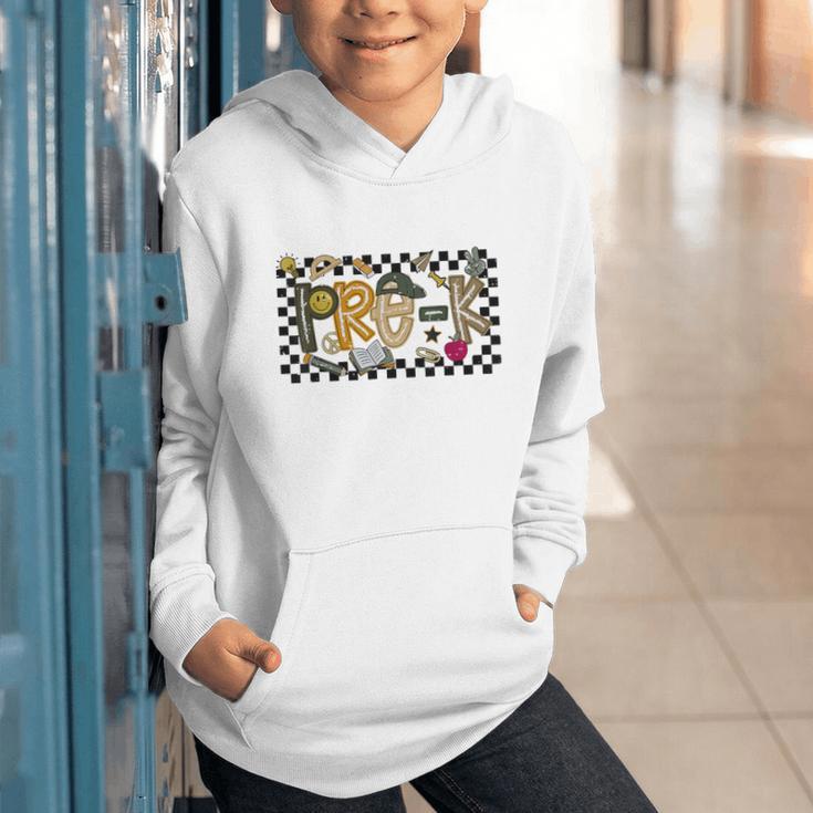 Retro Checkered Back To School Pre K Dude Cute Kid Preschool Graphic Youth Hoodie