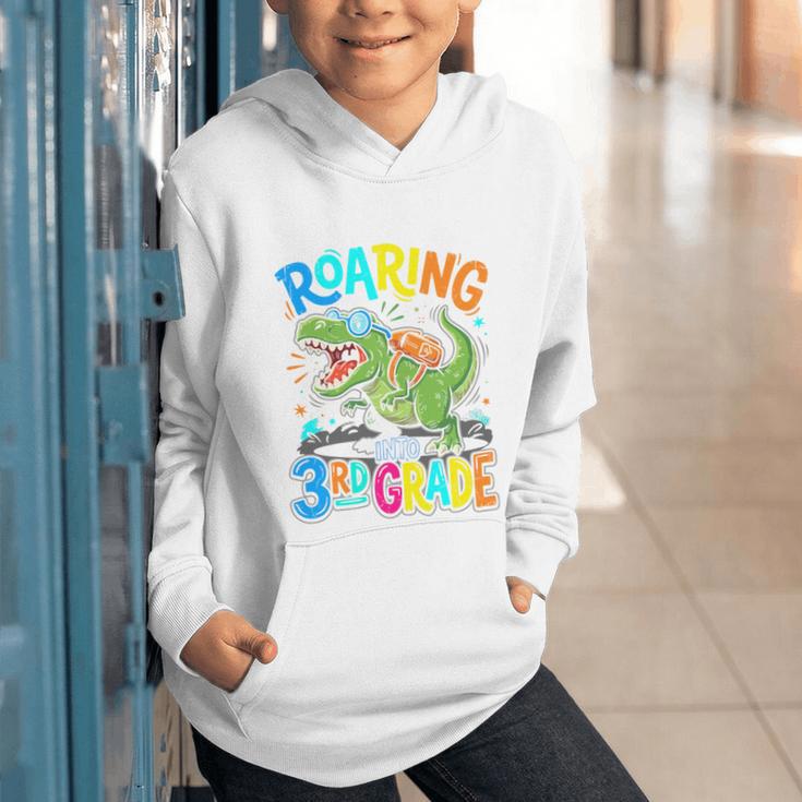 Roaring Into 3rd Grade Back To School Dinosaurus T-Rex Premium Tri-Blend Graphic Youth Hoodie