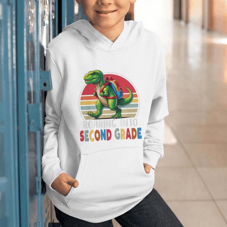Roaring Into Second Grade T-Rex Back To School 2nd Grade Premium Tri-Blend Graphic Youth Hoodie Roaring Into Second Grade T-Rex Back To School 2nd Grade Premium Tri-Blend Graphic Youth Hoodie