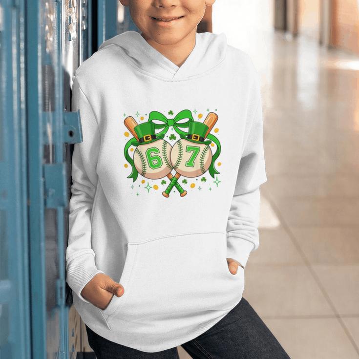 Six Seven 67 Meme Baseball Coquette Bow St Patrick's Day Graphic Youth Hoodie Six Seven 67 Meme Baseball Coquette Bow St Patrick's Day Graphic Youth Hoodie