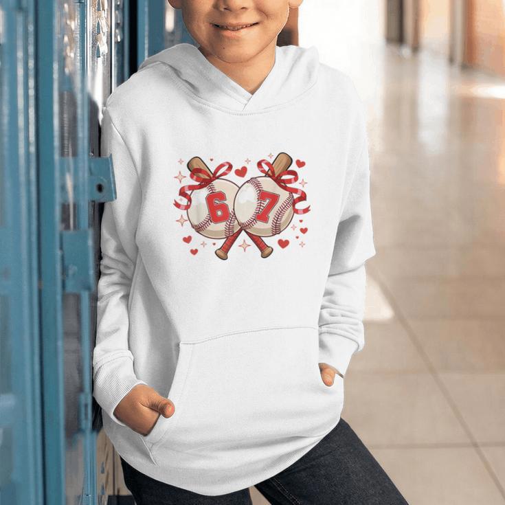 Six Seven 67 Meme Baseball Coquette Bow Valentine Graphic Youth Hoodie Six Seven 67 Meme Baseball Coquette Bow Valentine Graphic Youth Hoodie