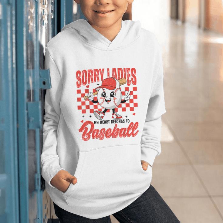 Sorry Ladies My Heart Belongs To Baseball Valentines Boys Graphic Youth Hoodie