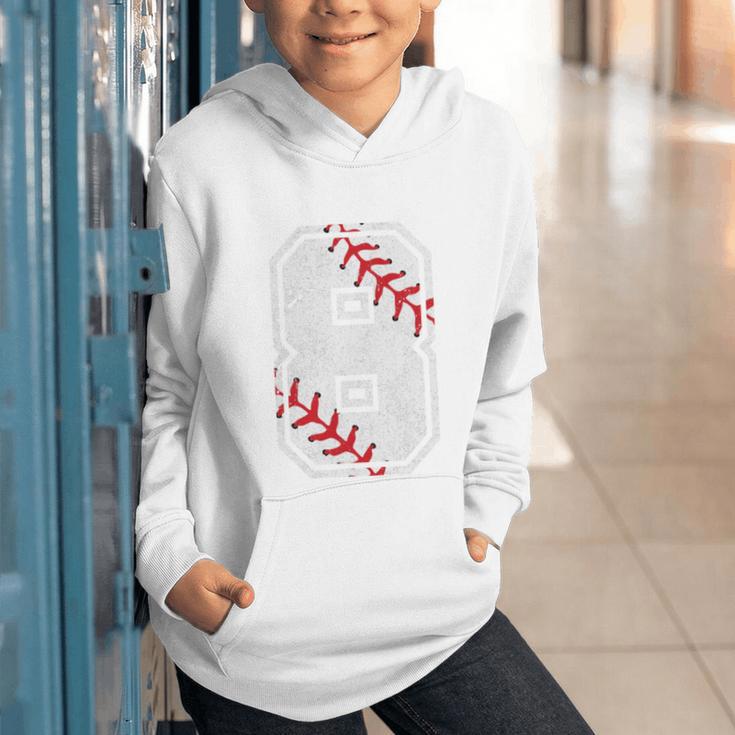 Vintage Baseball 8 Jersey Number 8 Graphic Youth Hoodie