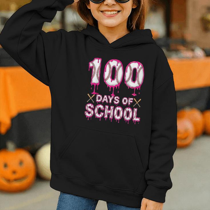 100 Days Of School Baseball Ice Cream Drip 100th Day Boys Graphic Youth Hoodie
