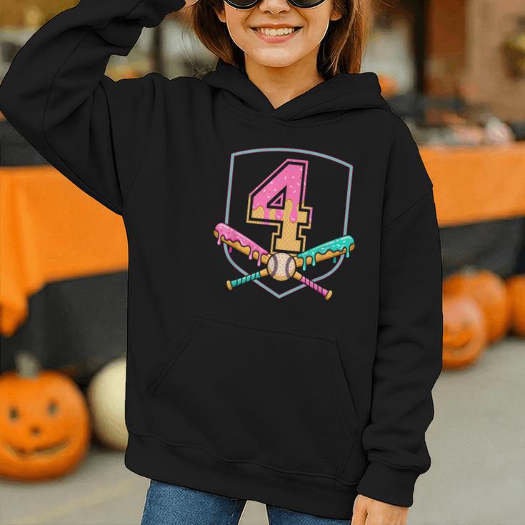 4th Birthday Baseball Bat Ice-Cream Drip 4yrs Old Boys Girls Graphic Youth Hoodie 4th Birthday Baseball Bat Ice-Cream Drip 4yrs Old Boys Girls Graphic Youth Hoodie