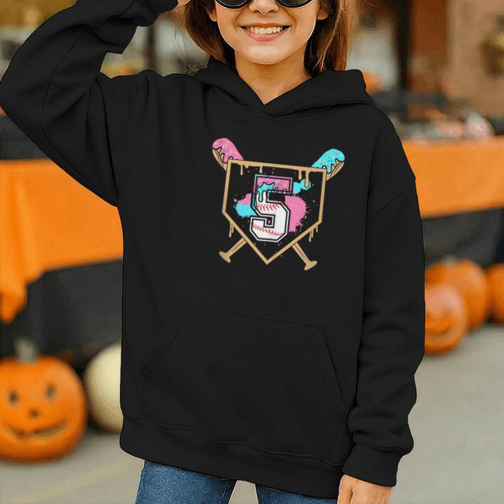 5th Fifth Birthday Baseball Bat Ice-Cream Drip 5yrs Old Boys Graphic Youth Hoodie 5th Fifth Birthday Baseball Bat Ice-Cream Drip 5yrs Old Boys Graphic Youth Hoodie