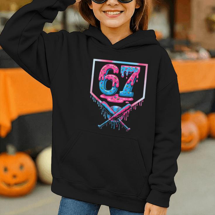 67 Six Seven Baseball Ice Cream Drip Cool Meme 67 Graphic Youth Hoodie