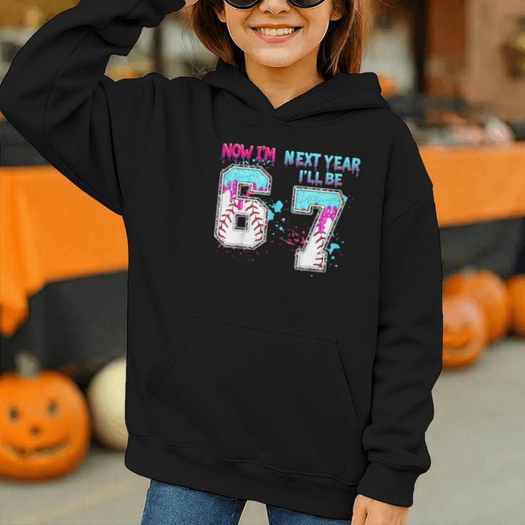 6th Birthday Now I'm 6 Next Year I'Ll Be 7 Baseball Drip 67 Graphic Youth Hoodie