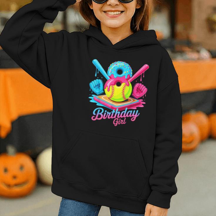 8th Birthday Baseball Ice Cream Drip 8 Years Old Girls B-Day Graphic Youth Hoodie