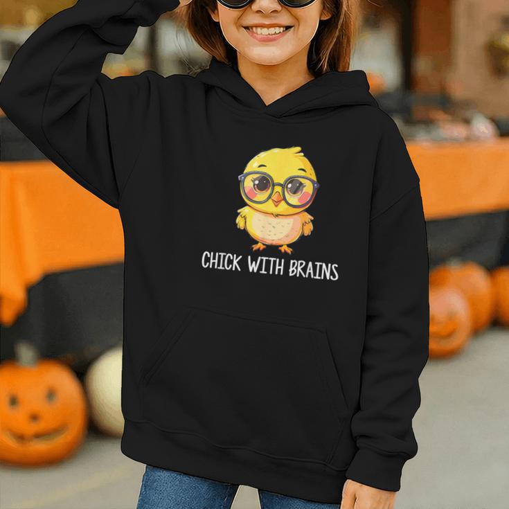 Back To School Chick With Brains Smart Intelligent Girls Graphic Youth Hoodie Back To School Chick With Brains Smart Intelligent Girls Graphic Youth Hoodie