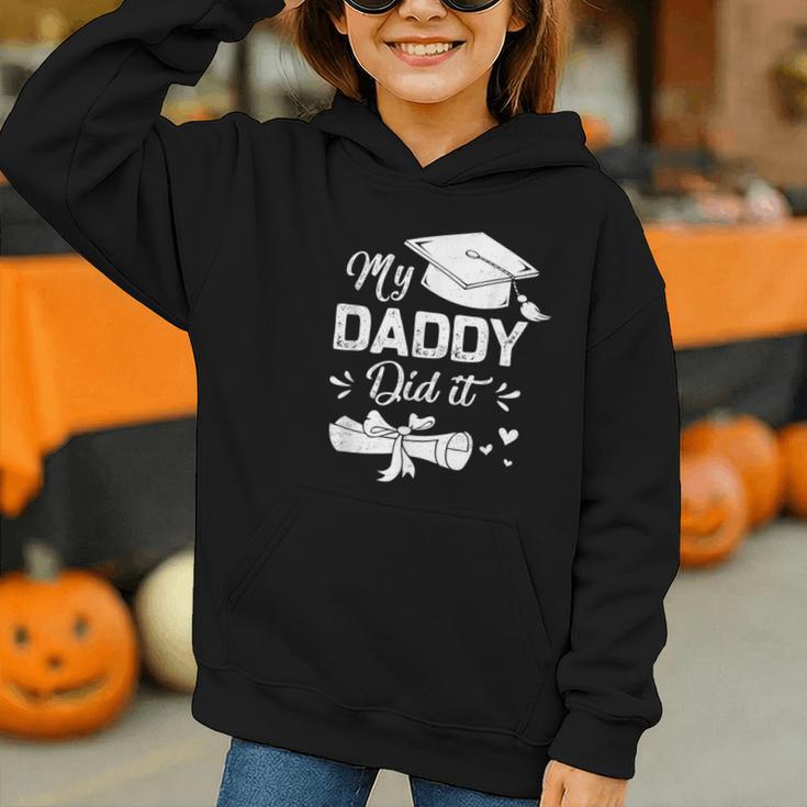 Back To School My Daddy Did It Graduation Proud Dad Graduated Small Graphic Youth Hoodie