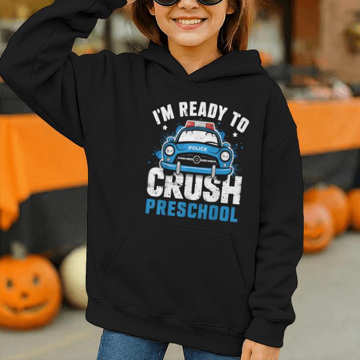 Back To School First Day Of Preschool Police Car Boys Graphic Youth Hoodie