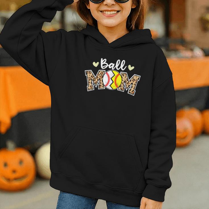 Ball Mom Leopard Baseball Softball Player Mom Graphic Youth Hoodie Ball Mom Leopard Baseball Softball Player Mom Graphic Youth Hoodie