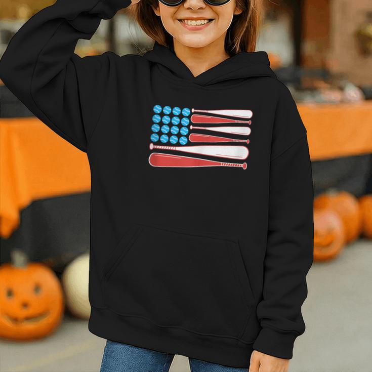 Baseball American Flag Patriotic USA Pride Graphic Youth Hoodie Baseball American Flag Patriotic USA Pride Graphic Youth Hoodie