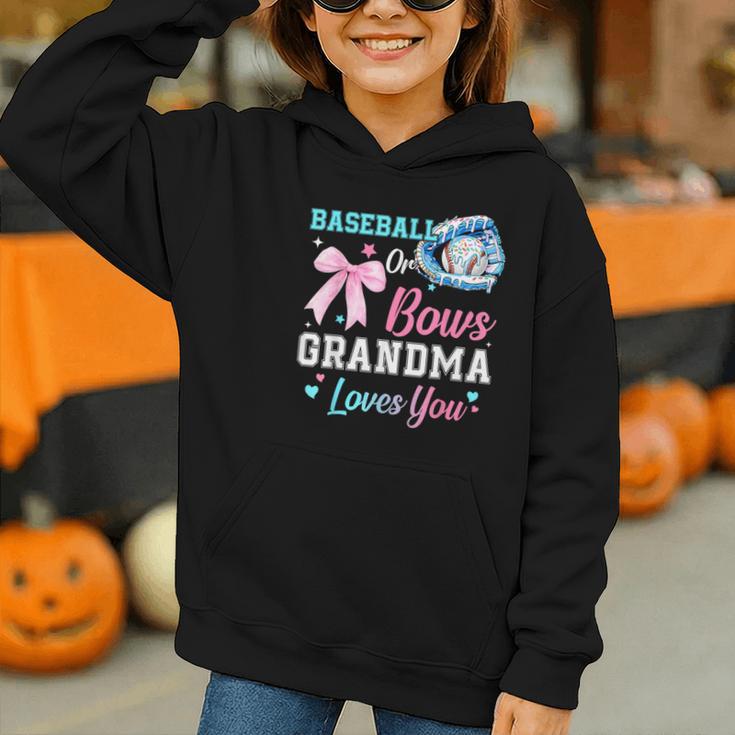 Baseball Or Bows Your Grandma Loves You Gender Reveal Graphic Youth Hoodie