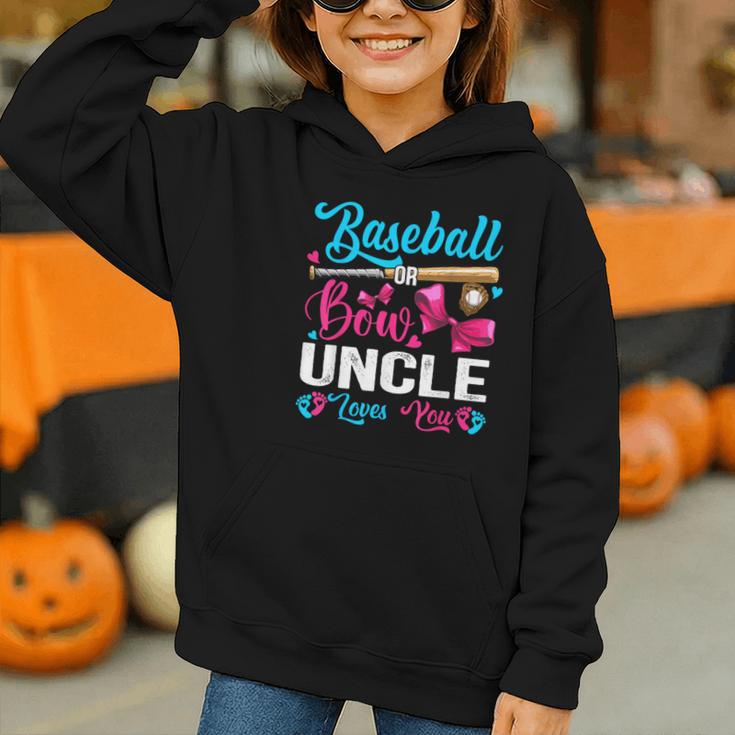 Baseball Or Bows Uncle Loves You Gender Reveal Graphic Youth Hoodie Baseball Or Bows Uncle Loves You Gender Reveal Graphic Youth Hoodie