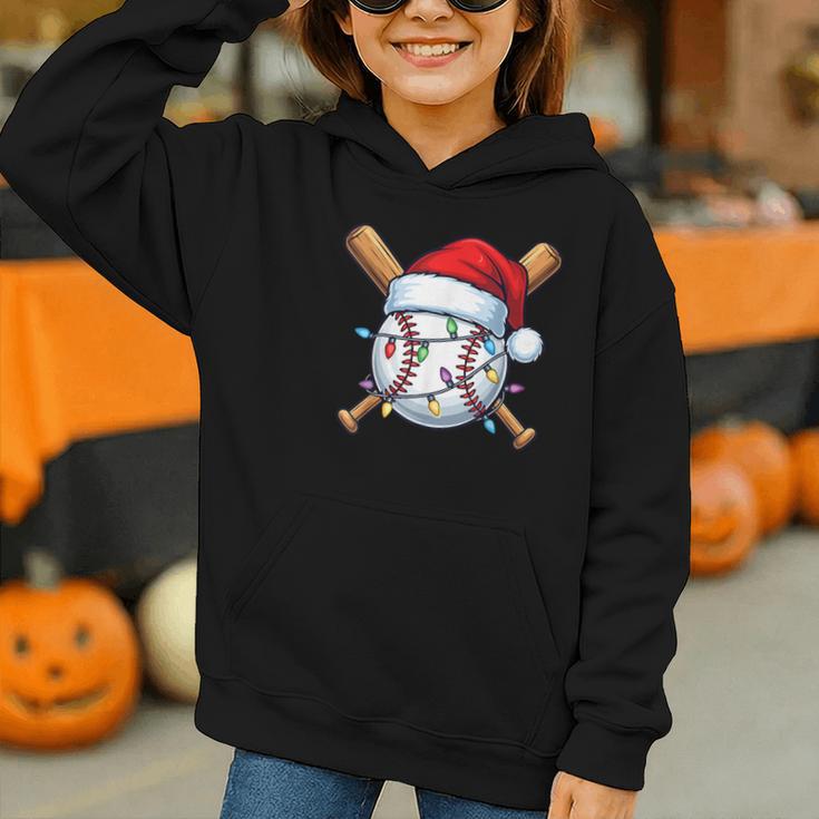 Baseball Christmas Lights Santa Christmas Baseball Player Graphic Youth Hoodie Baseball Christmas Lights Santa Christmas Baseball Player Graphic Youth Hoodie