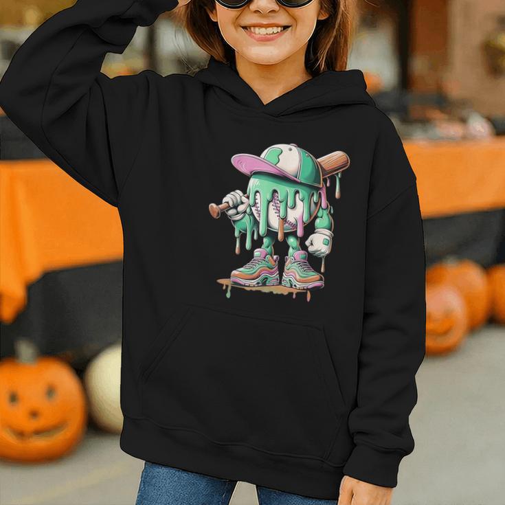 Baseball Drip For Boys Ice Cream Drip Baseball Graphic Youth Hoodie