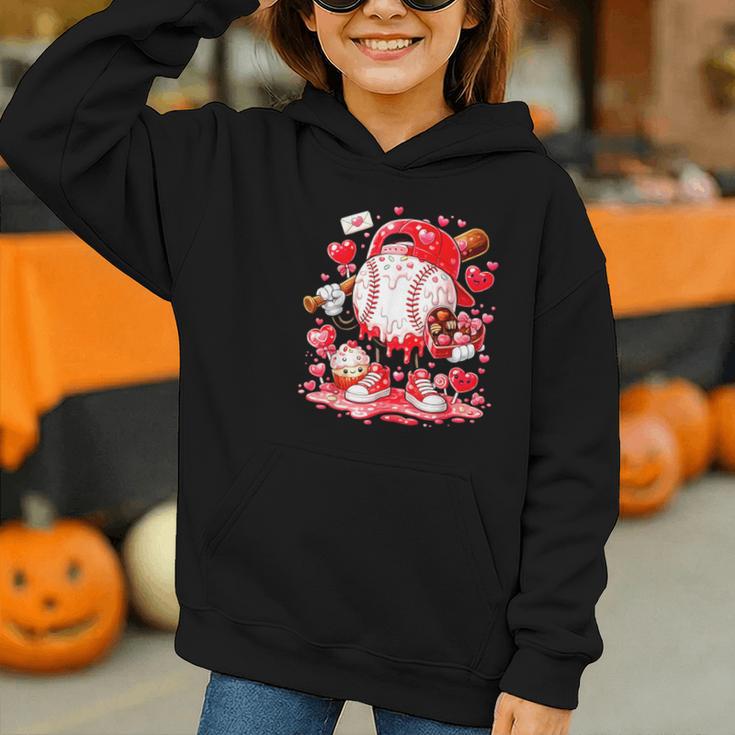 Baseball Drip Ice Cream Boys Kids Youth Valentines Graphic Youth Hoodie