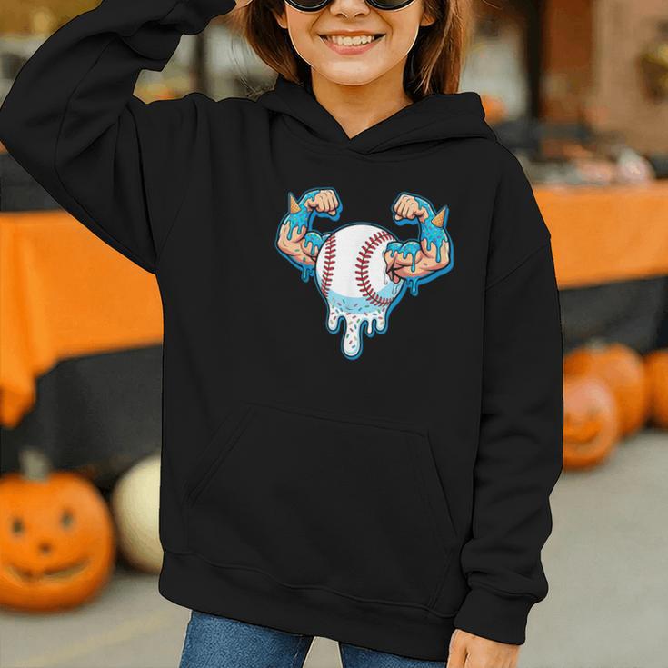 Baseball Drip Ice Cream Strong Character Graphic Youth Hoodie Baseball Drip Ice Cream Strong Character Graphic Youth Hoodie
