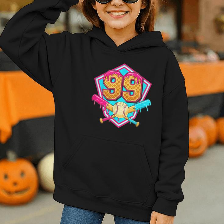 Baseball Drip Jersey Number 99 For Players & 99th Birthday Graphic Youth Hoodie Baseball Drip Jersey Number 99 For Players & 99th Birthday Graphic Youth Hoodie