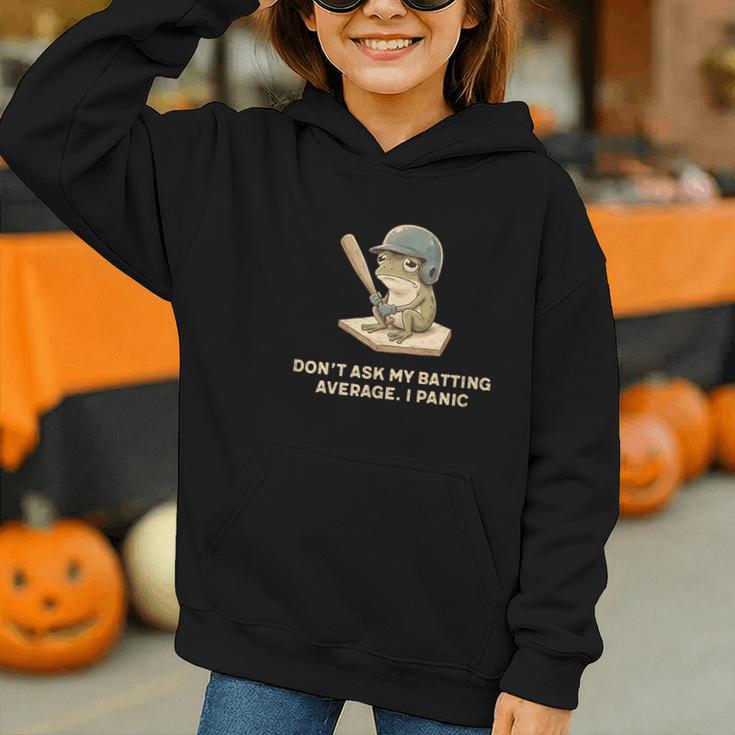 Baseball Frog Saying Batting Retro Artwork Graphic Youth Hoodie
